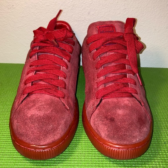 Puma Suede Mens Sneaker Triple Red No 360231 05 Lace Up Low Top Sneaker Size 9.5 - Picture 2 of 10
